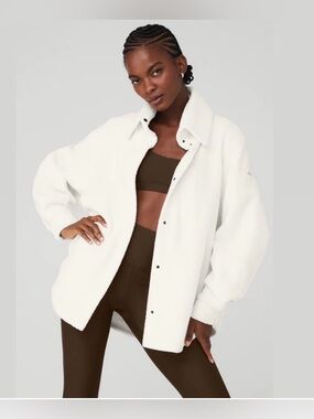 ALO Yoga Micro Sherpa Envy Jacket Ivory White Fleece Shacket Medium